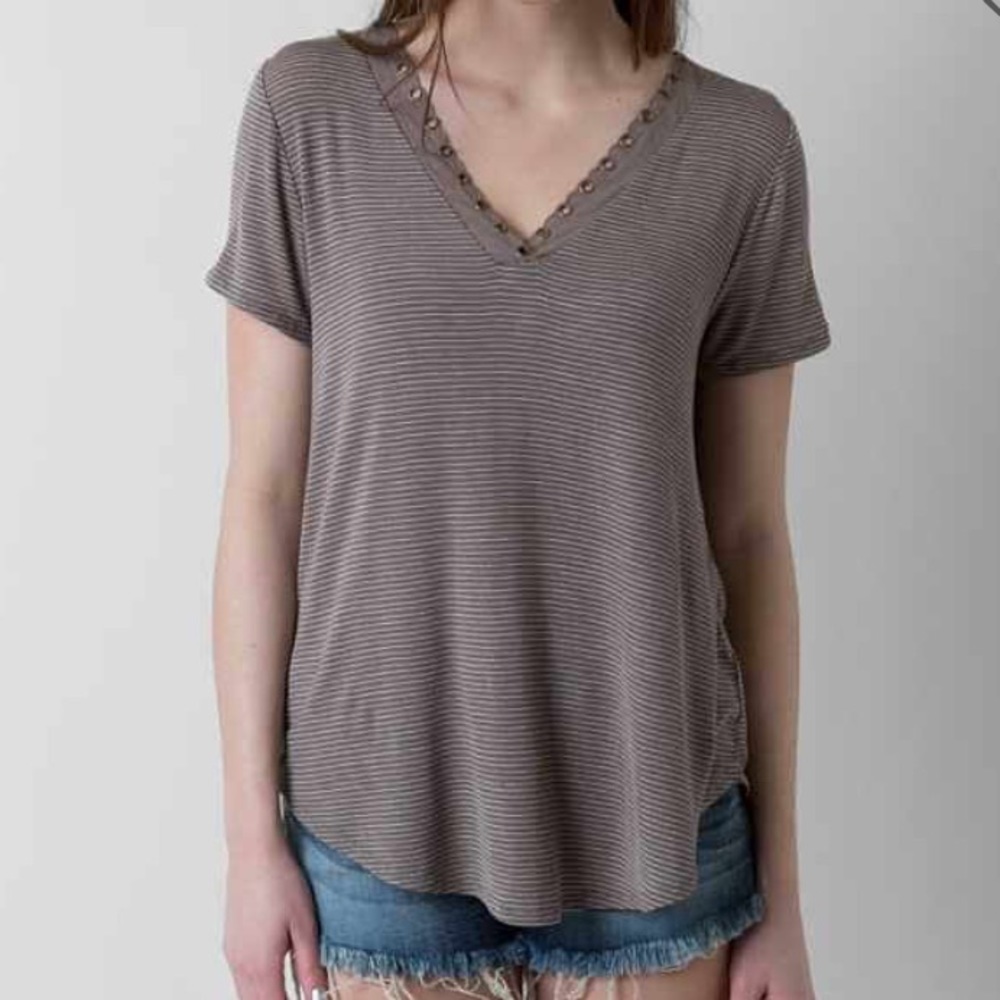 H.I.P brown and white striped T-shirt
